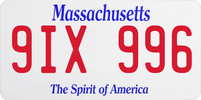 MA license plate 9IX996