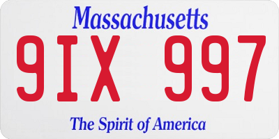 MA license plate 9IX997