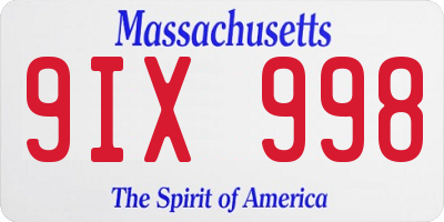 MA license plate 9IX998