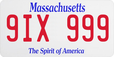 MA license plate 9IX999