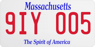 MA license plate 9IY005
