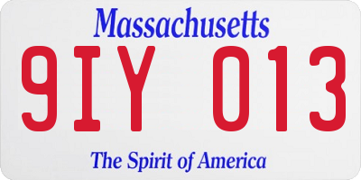 MA license plate 9IY013
