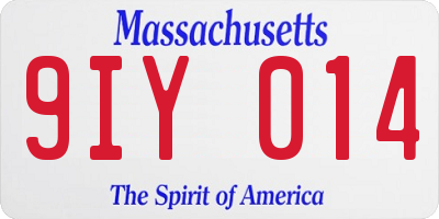 MA license plate 9IY014