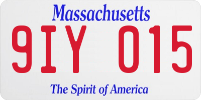 MA license plate 9IY015