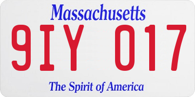 MA license plate 9IY017