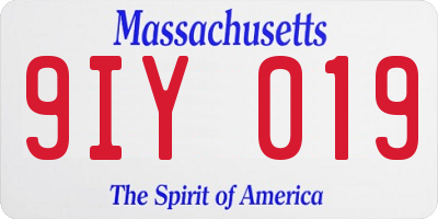 MA license plate 9IY019