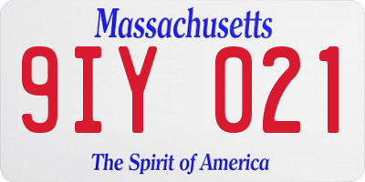 MA license plate 9IY021