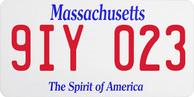 MA license plate 9IY023