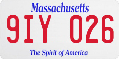 MA license plate 9IY026