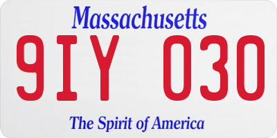 MA license plate 9IY030