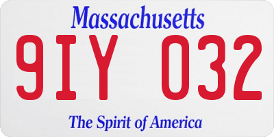 MA license plate 9IY032