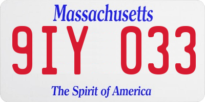 MA license plate 9IY033