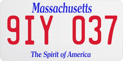 MA license plate 9IY037