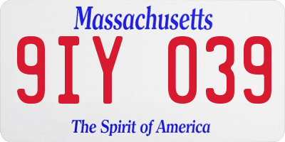MA license plate 9IY039