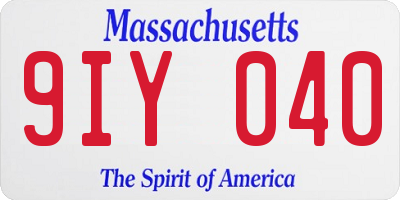 MA license plate 9IY040