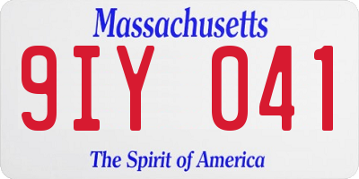 MA license plate 9IY041