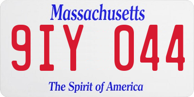 MA license plate 9IY044