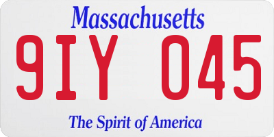 MA license plate 9IY045