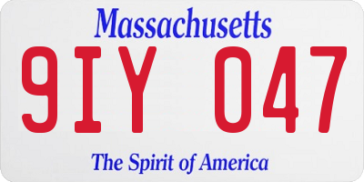 MA license plate 9IY047