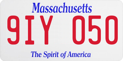 MA license plate 9IY050