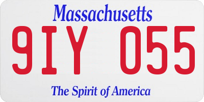 MA license plate 9IY055