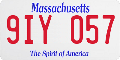 MA license plate 9IY057