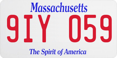 MA license plate 9IY059