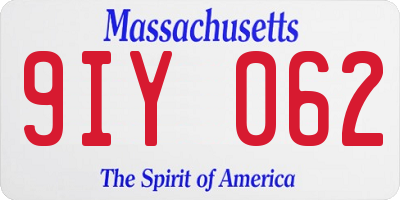 MA license plate 9IY062