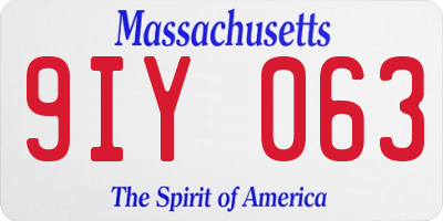 MA license plate 9IY063