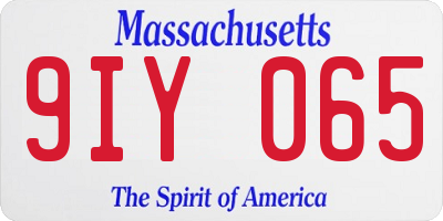 MA license plate 9IY065