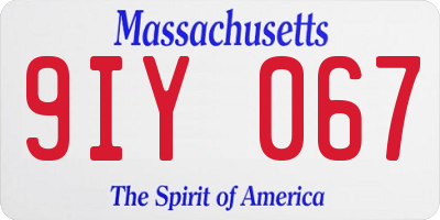 MA license plate 9IY067