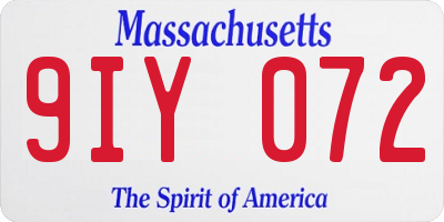 MA license plate 9IY072