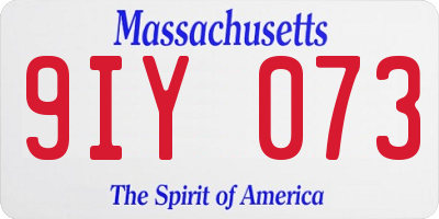MA license plate 9IY073