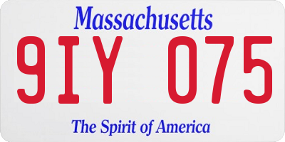 MA license plate 9IY075