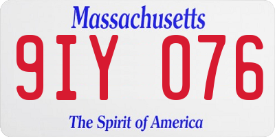 MA license plate 9IY076