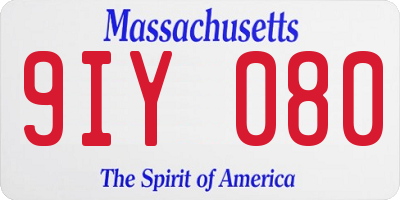 MA license plate 9IY080
