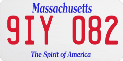 MA license plate 9IY082