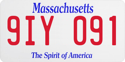 MA license plate 9IY091