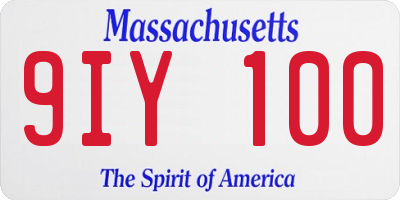MA license plate 9IY100