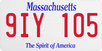 MA license plate 9IY105