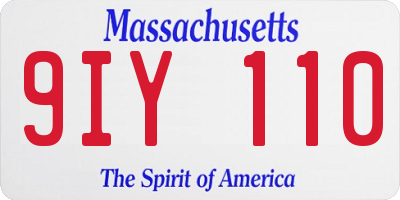 MA license plate 9IY110