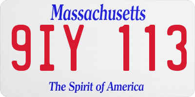 MA license plate 9IY113