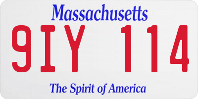 MA license plate 9IY114