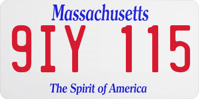 MA license plate 9IY115