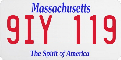 MA license plate 9IY119