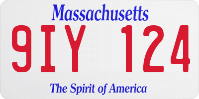 MA license plate 9IY124