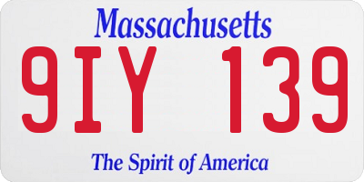 MA license plate 9IY139