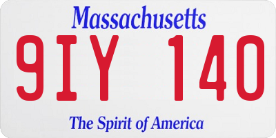 MA license plate 9IY140