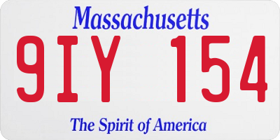 MA license plate 9IY154