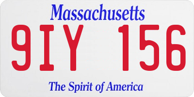 MA license plate 9IY156